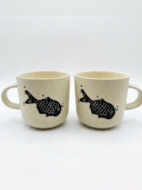 Set of 2 Anthropologie Tetra Stoneware Mugs NWT Rare Find!